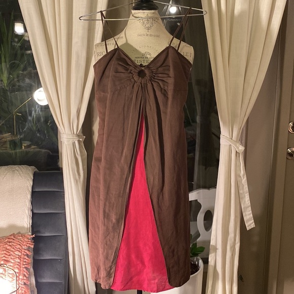 Ella Moss brown & pink spaghetti strap sleeveless summer spring dress size 2​ - Picture 8 of 10